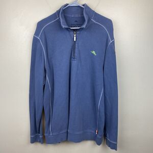 Tommy Bahama sweater Mens XL blue long sleeve 1/4 zip relax